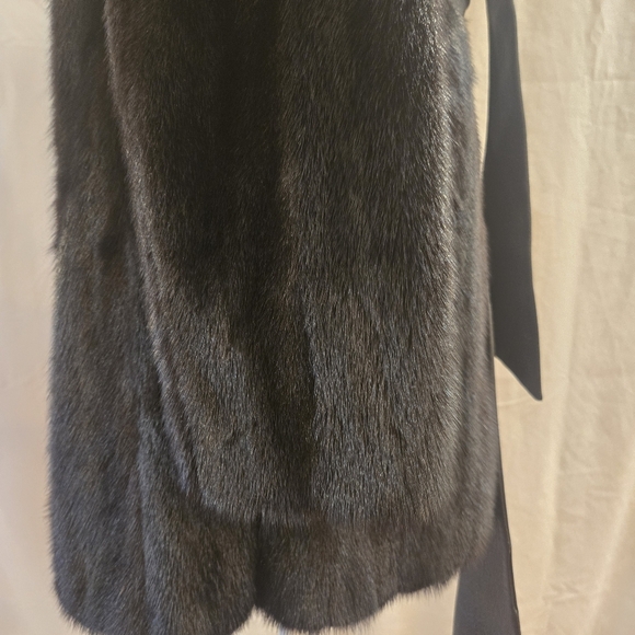 Vintage 1970s Mink Fur Belted Leather Coat Womens Small Medium - Picture 7 of 16